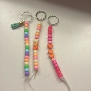 Set of 3 beaded keychains